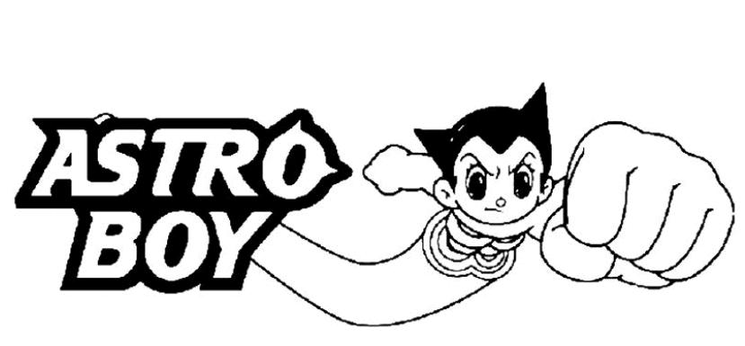 coloriage astro boy poing en avant